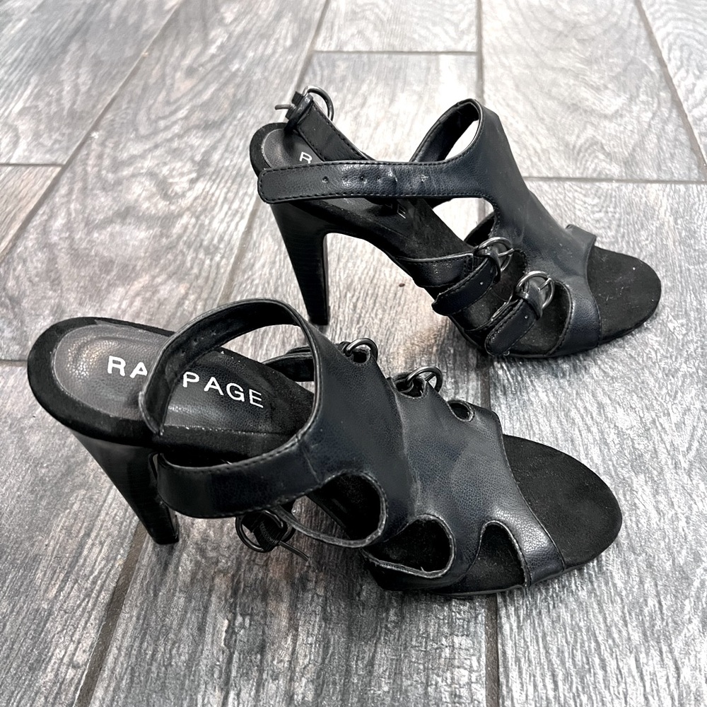 Rampage- Black Leather Stiletto- Women’s Size 9.5